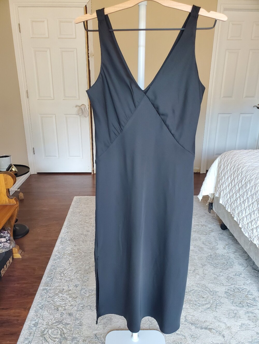 A New Day Black Sleeveless V-Neck  Slip Dress Size Small